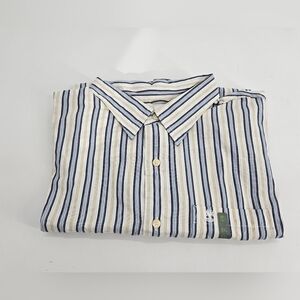 NWT Timberland Mens sz XXL Blue & Tan Stripe Button Down Dress Casual SHIRT